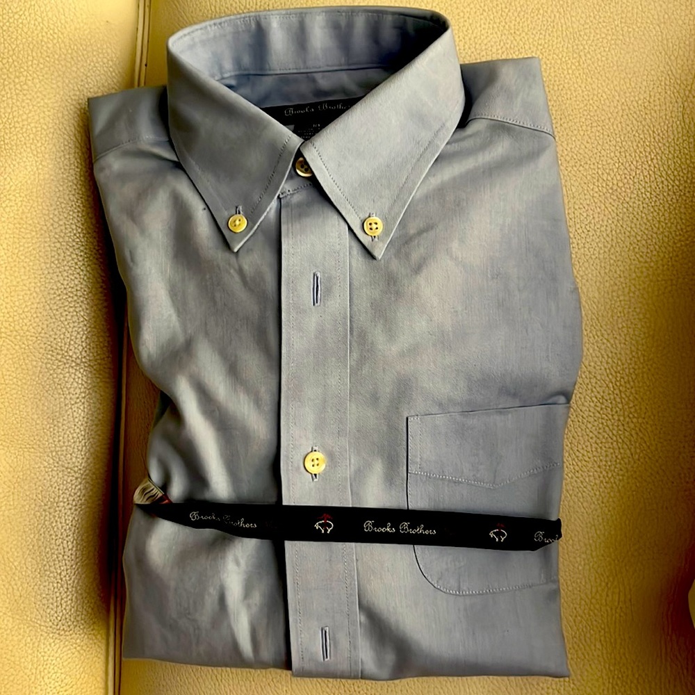 Brooks Brothers no iron cotton shirt light blue